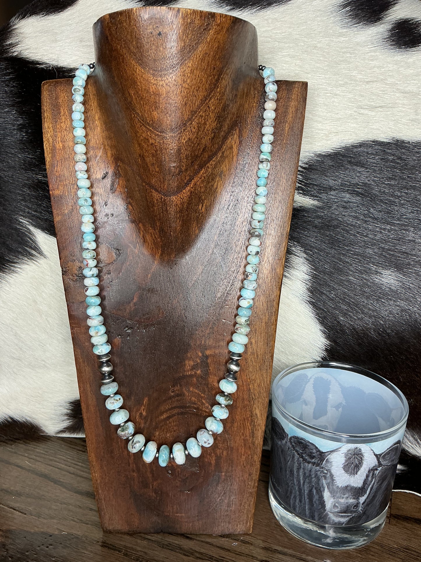 Graduated Larimar Sterling Silver Necklace