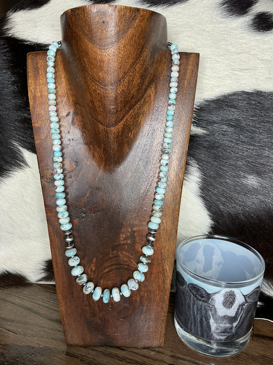 Graduated Larimar Sterling Silver Necklace