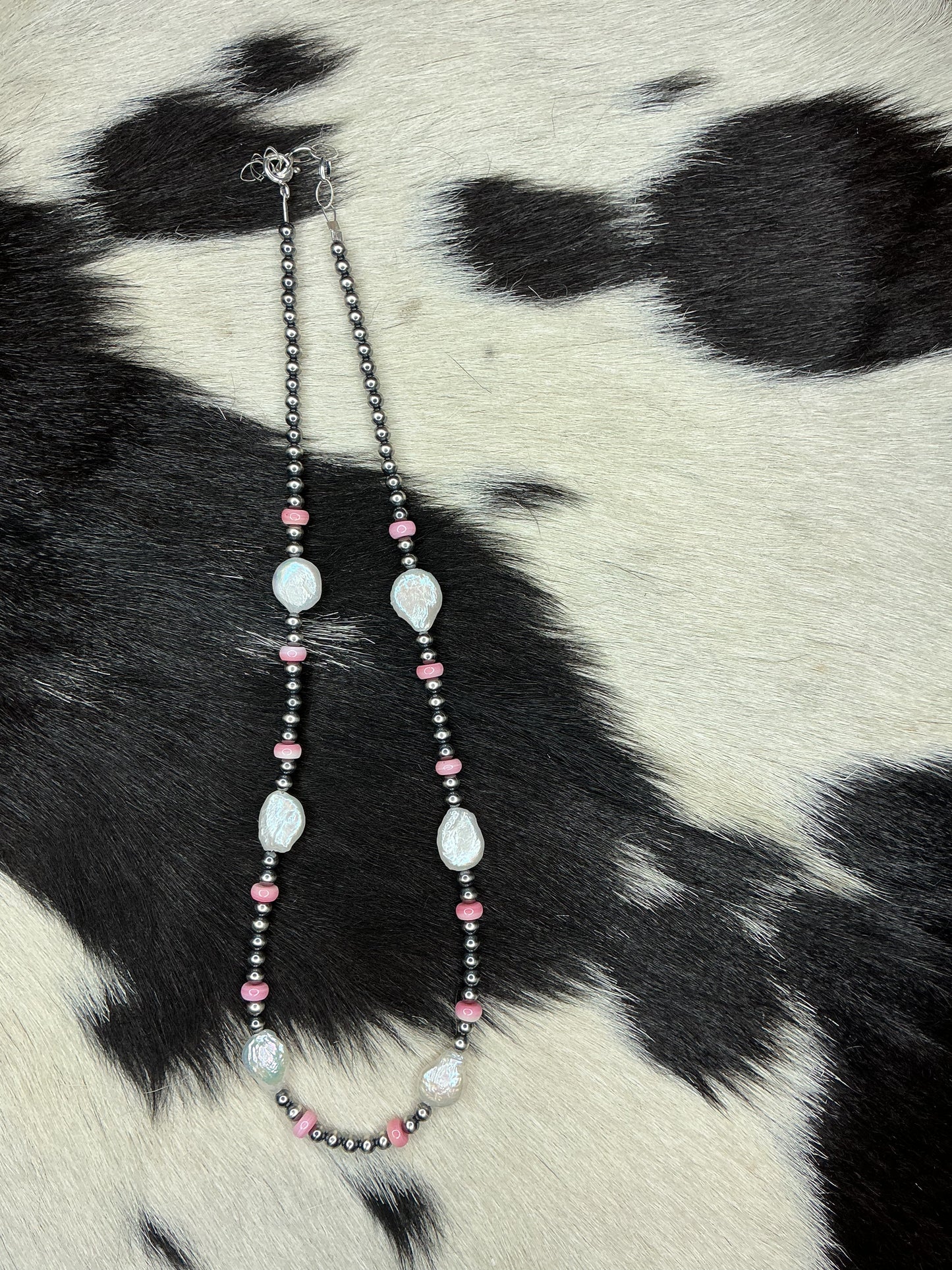 Pearl & Pink Conch Sterling Silver Necklace