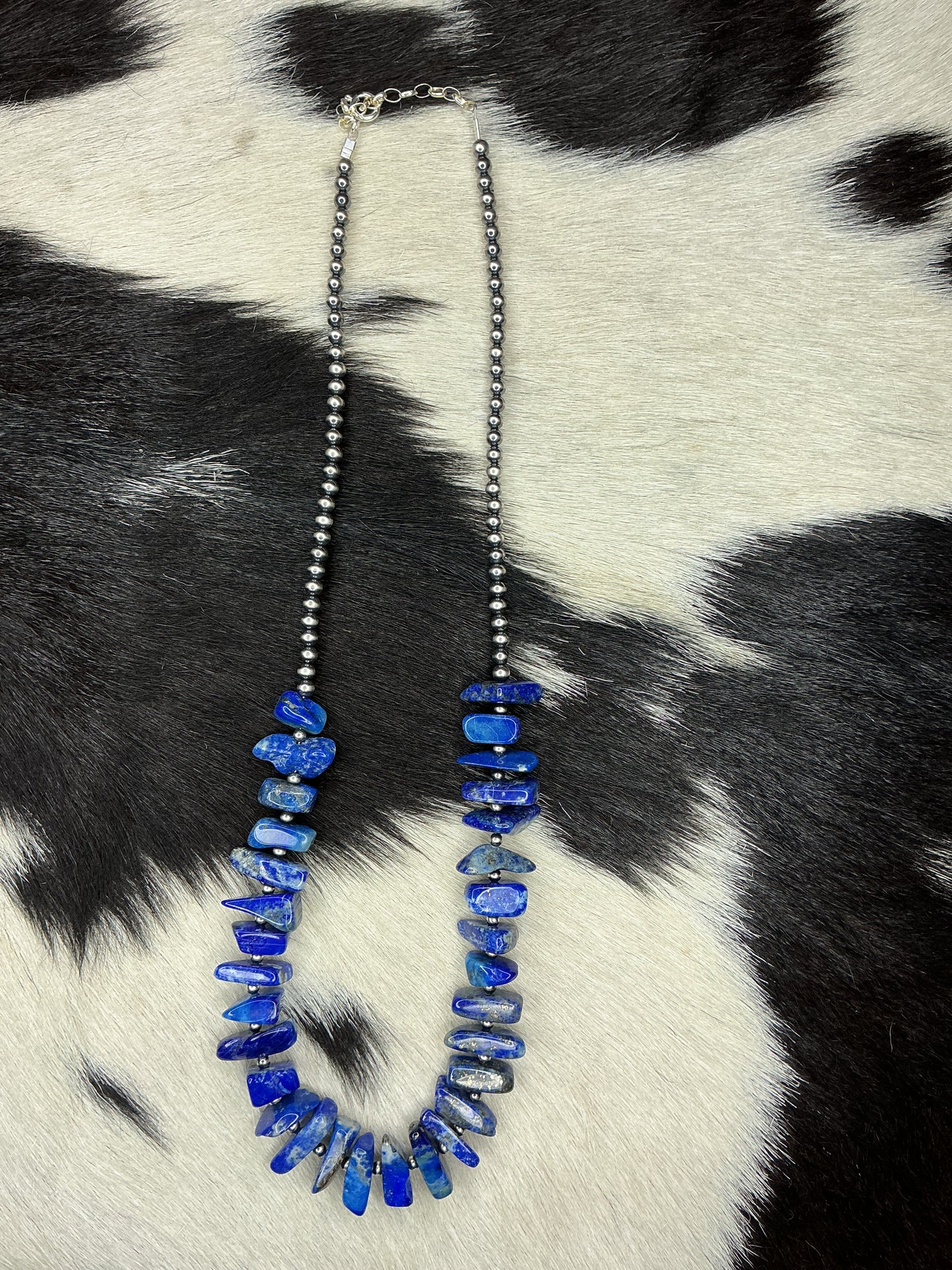 Blue Lapis Chunk Sterling Silver Necklace