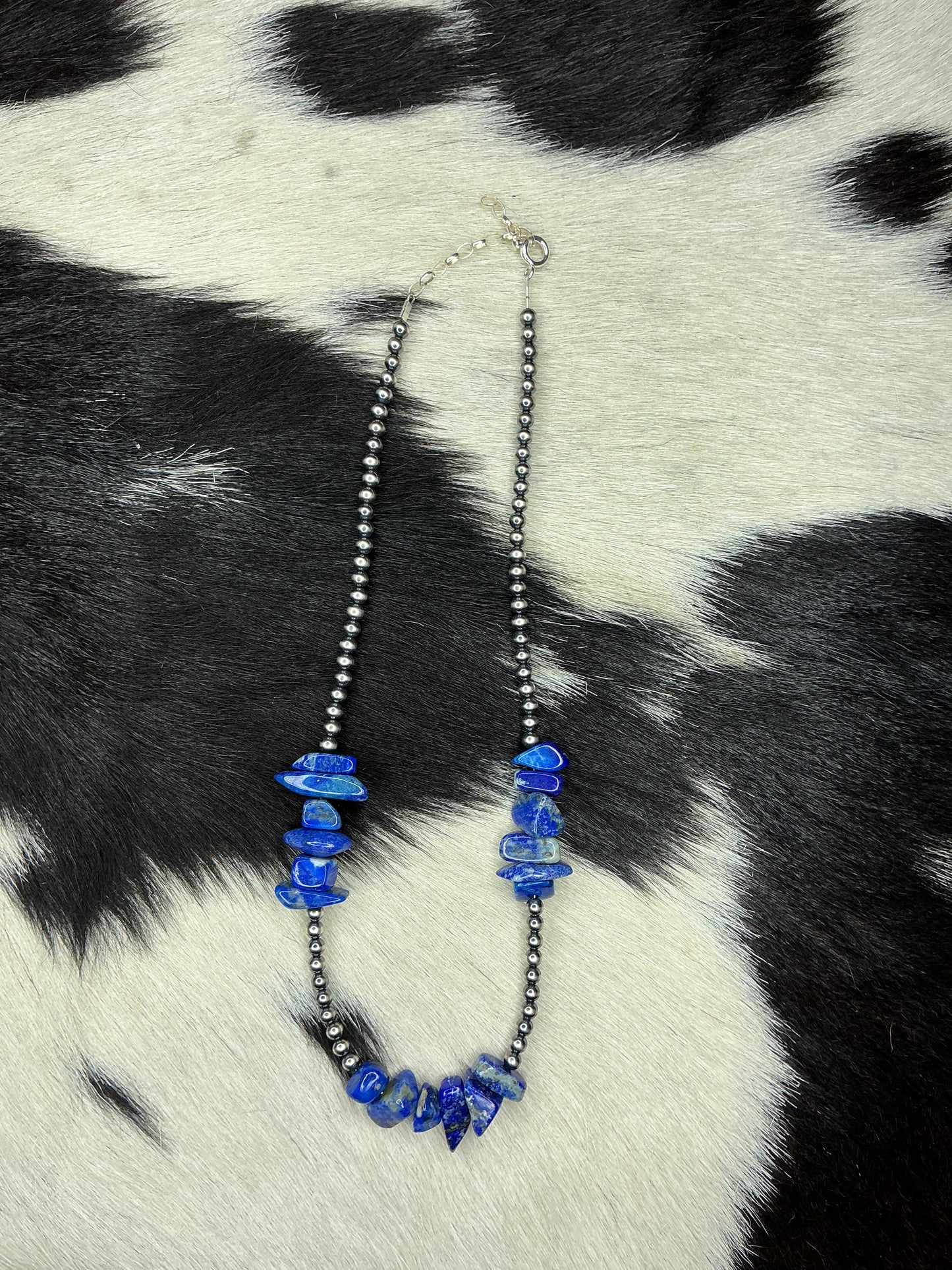Blue Lapis Chunk Sterling Silver Necklace