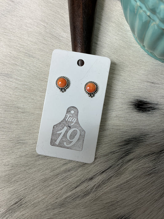 Orange Spiny Stud Earrings