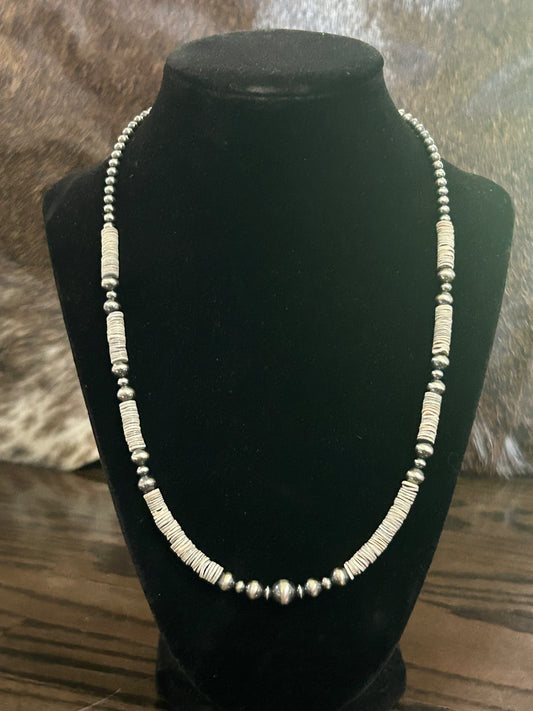 Grey Oyster Shell & Sterling Pearl Necklace