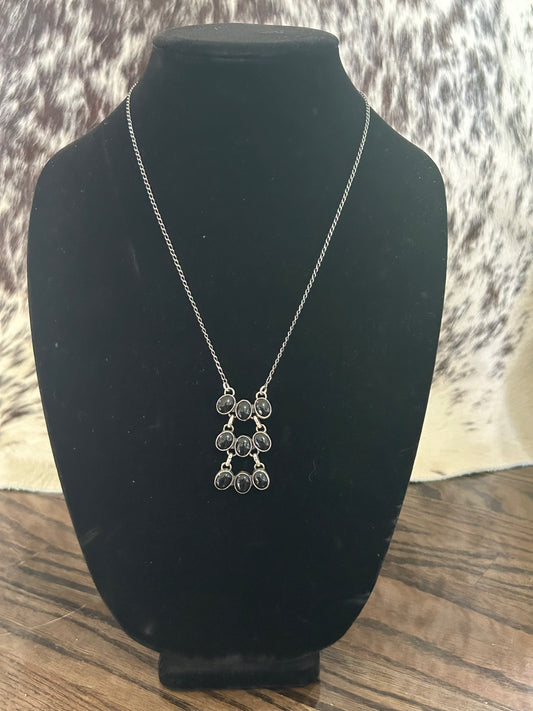 Native Made Black Onyx Waterfall Necklace