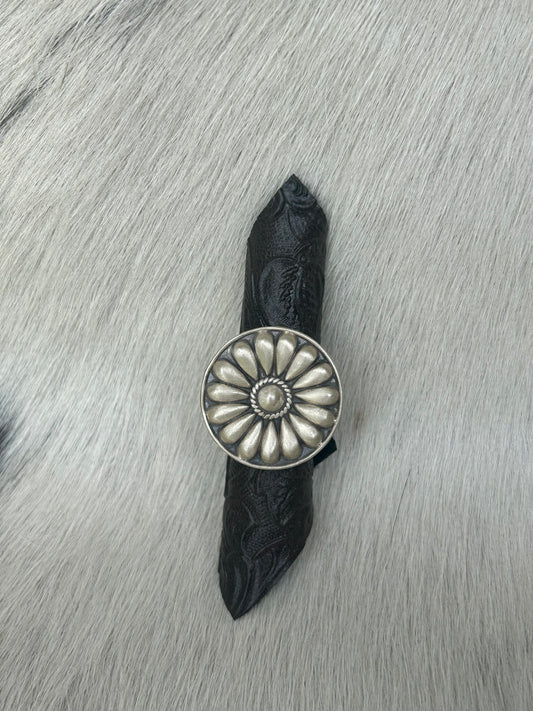 Matte Sterling Silver Concho Ring
