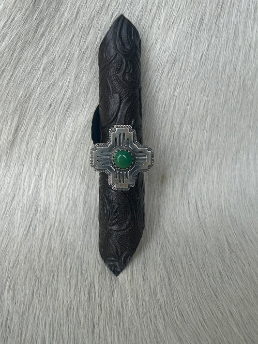 Zia Symbol with Green Turquoise
