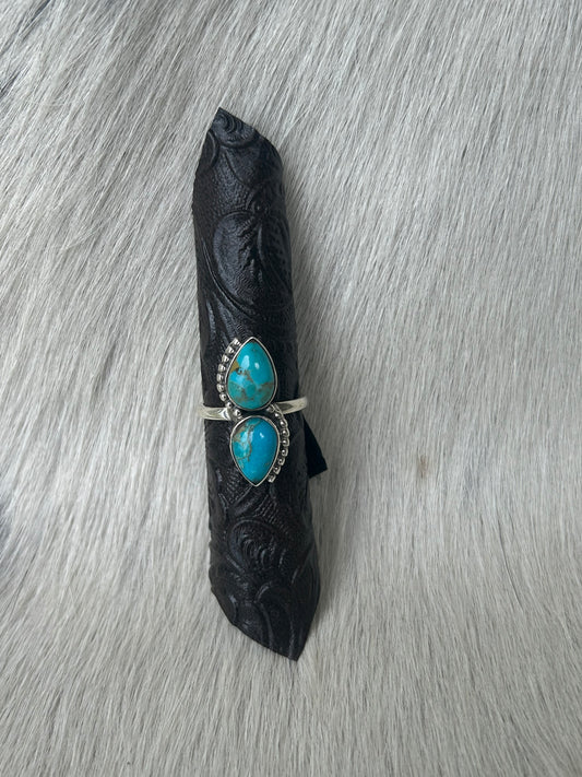 2 Pear Stone Turquoise Ring