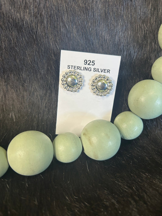 Silver Concho Stud Earrings