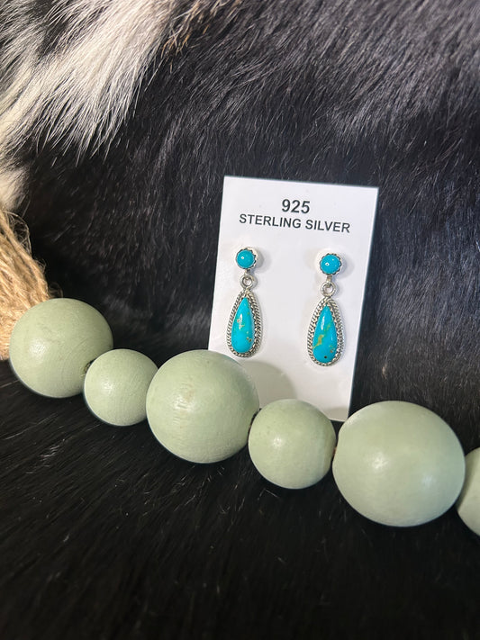 Turquoise Stud Dangle Earrings