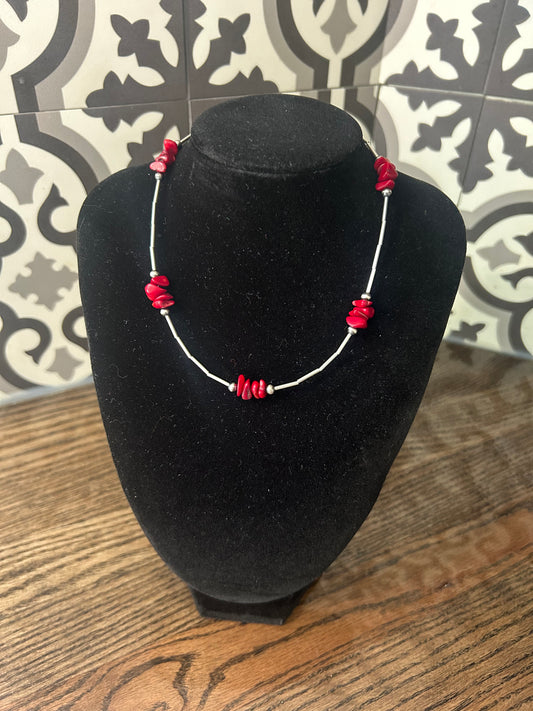 Coral Liquid Silver Necklace