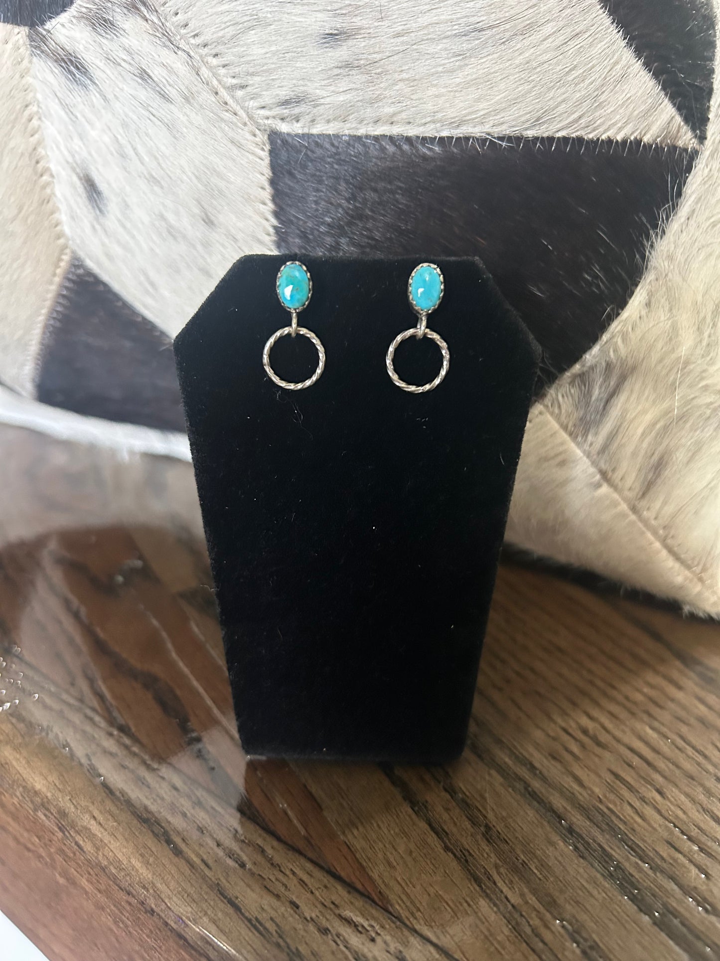 Turquoise or Black Onyx Stud with Hoop