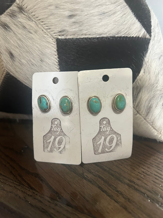Turquoise Oval Studs
