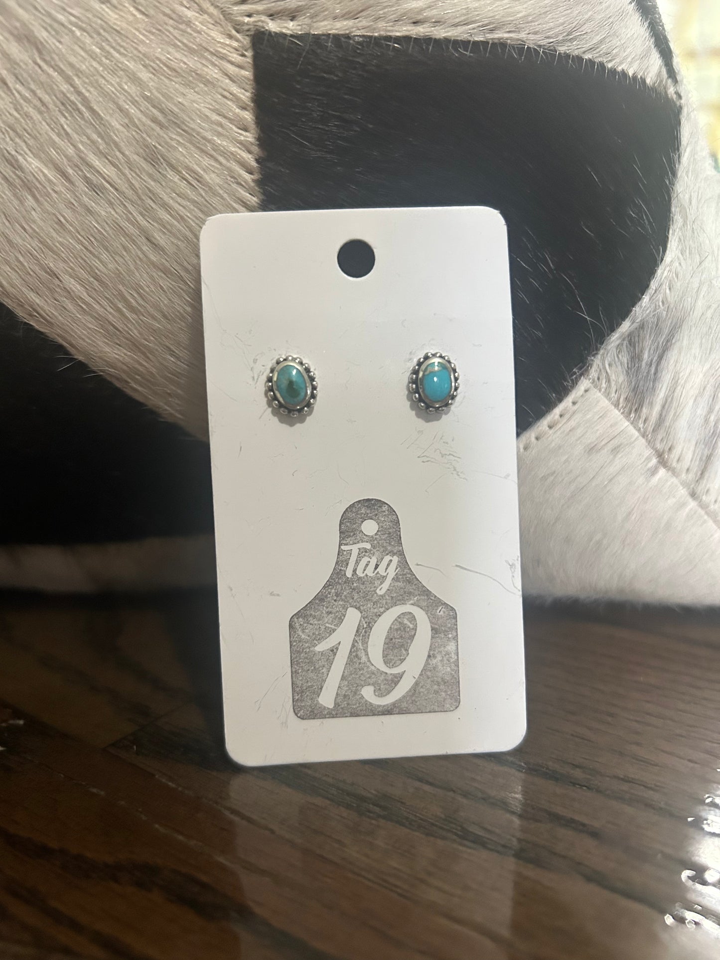 Dainty Turquoise Oval Stud Earrings