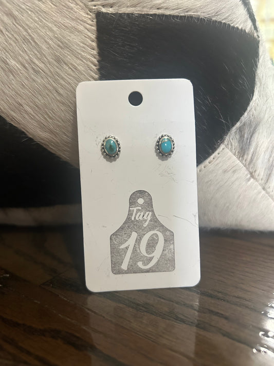 Dainty Turquoise Oval Stud Earrings