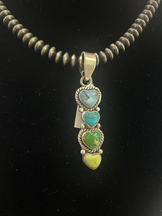 Multi Stone Heart Pendent