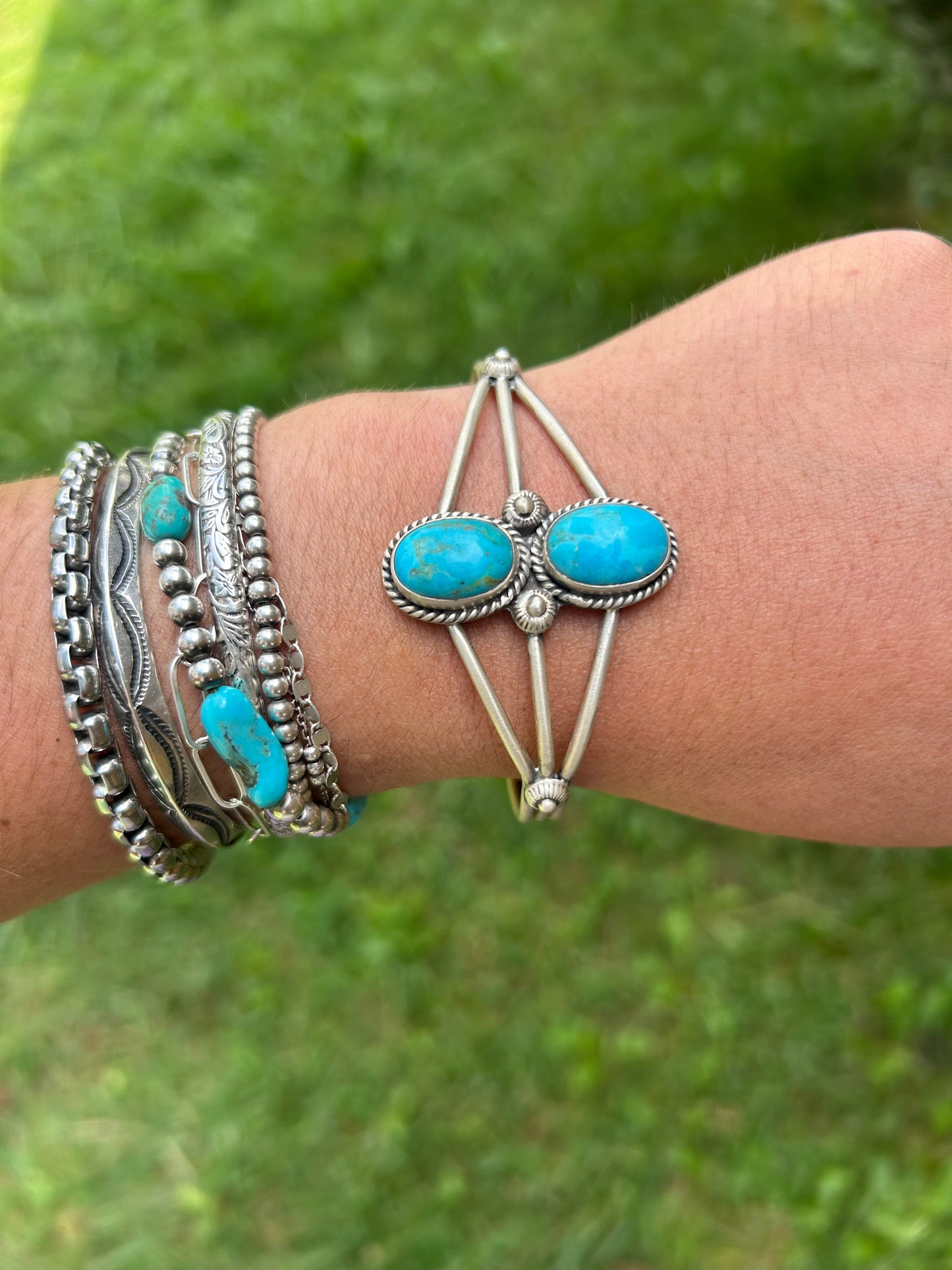 Turquoise Two Stone Cuff