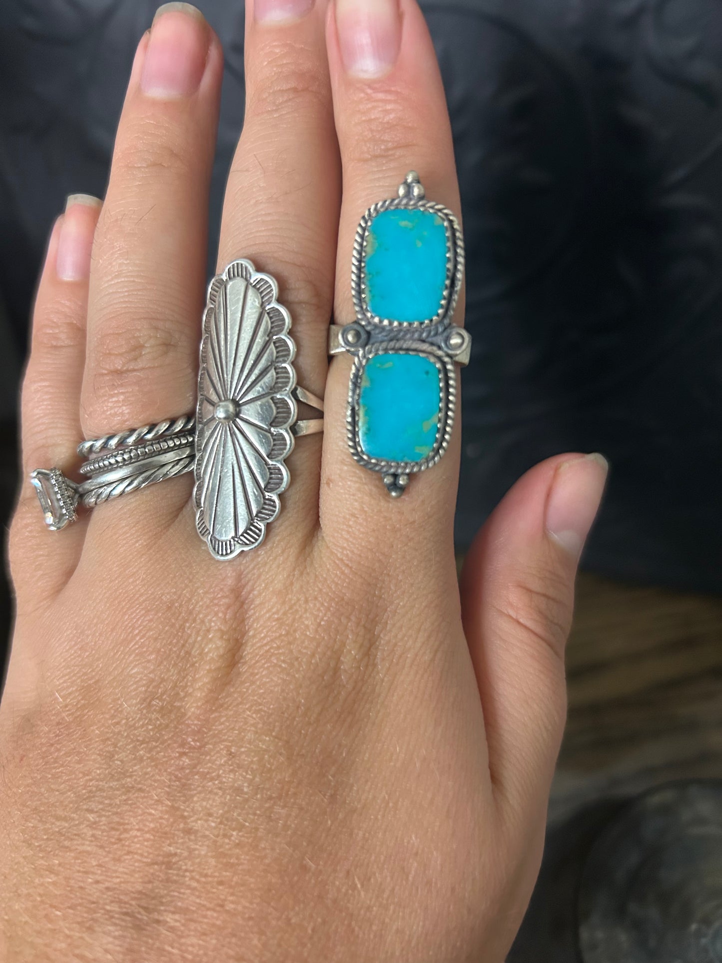 Kingman Turquoise 2 Stone Ring