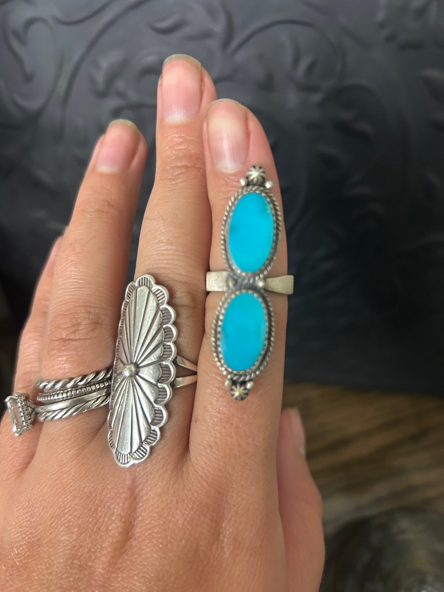 Kingman Turquoise 2 Stone Ring