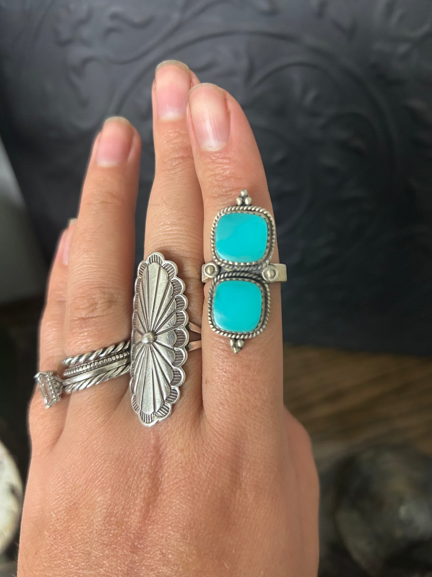 Kingman Turquoise 2 Stone Ring