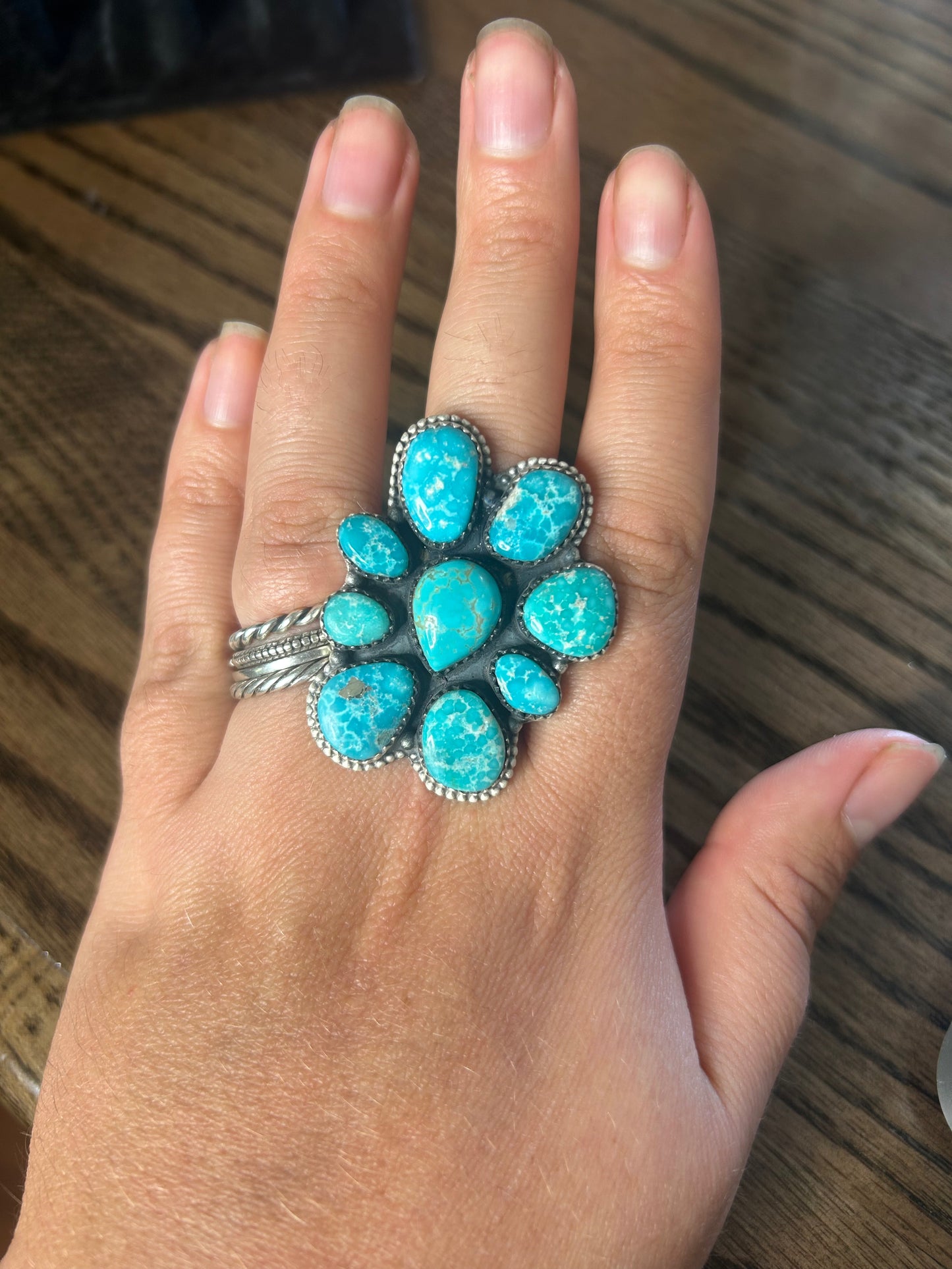 White Water Turquoise Statement Ring