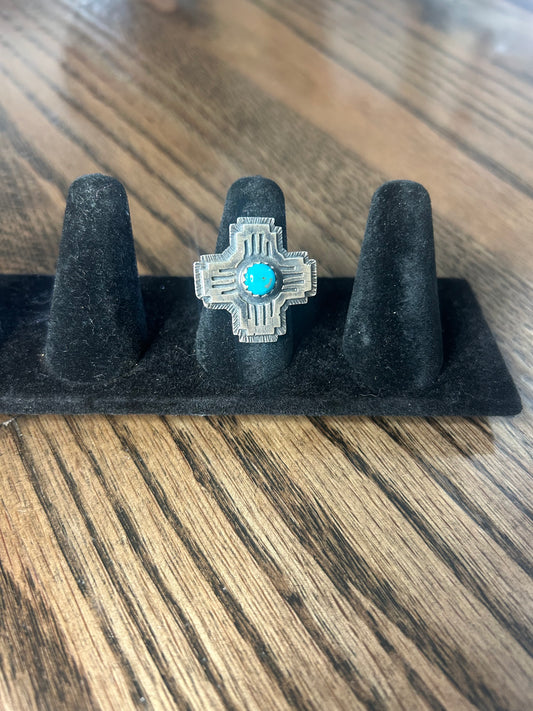 Zia with Blue Turquoise Size 7 Ring