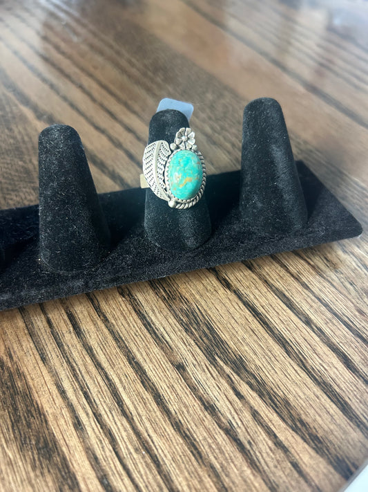 Turquoise Feather Adjustable Ring