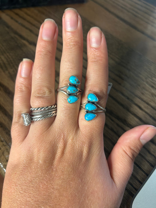 3 Stone Turquoise Stacker Size 8 Ring