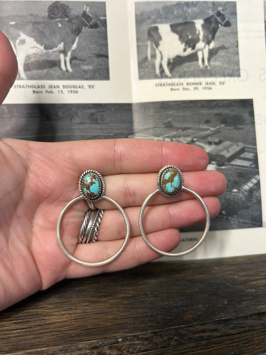 Mine 8 Turquoise Stud Hoop Earrings
