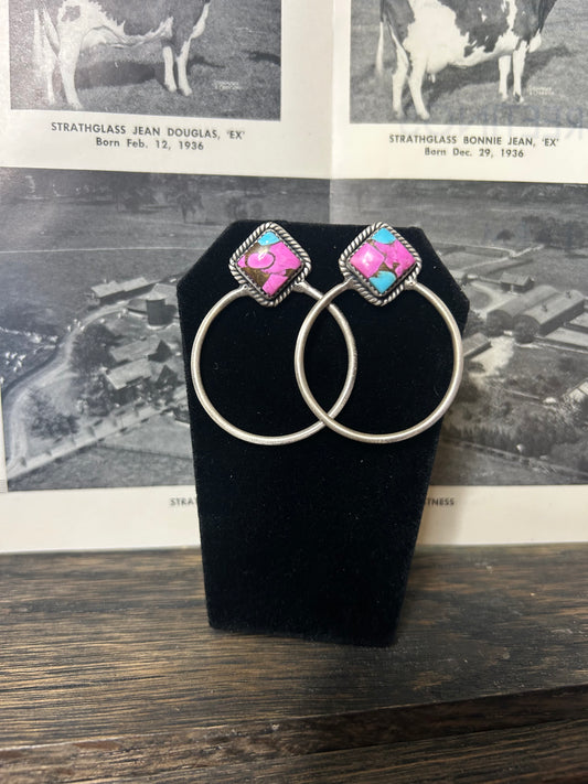 Cotton Candy Stud Hoop Earrings