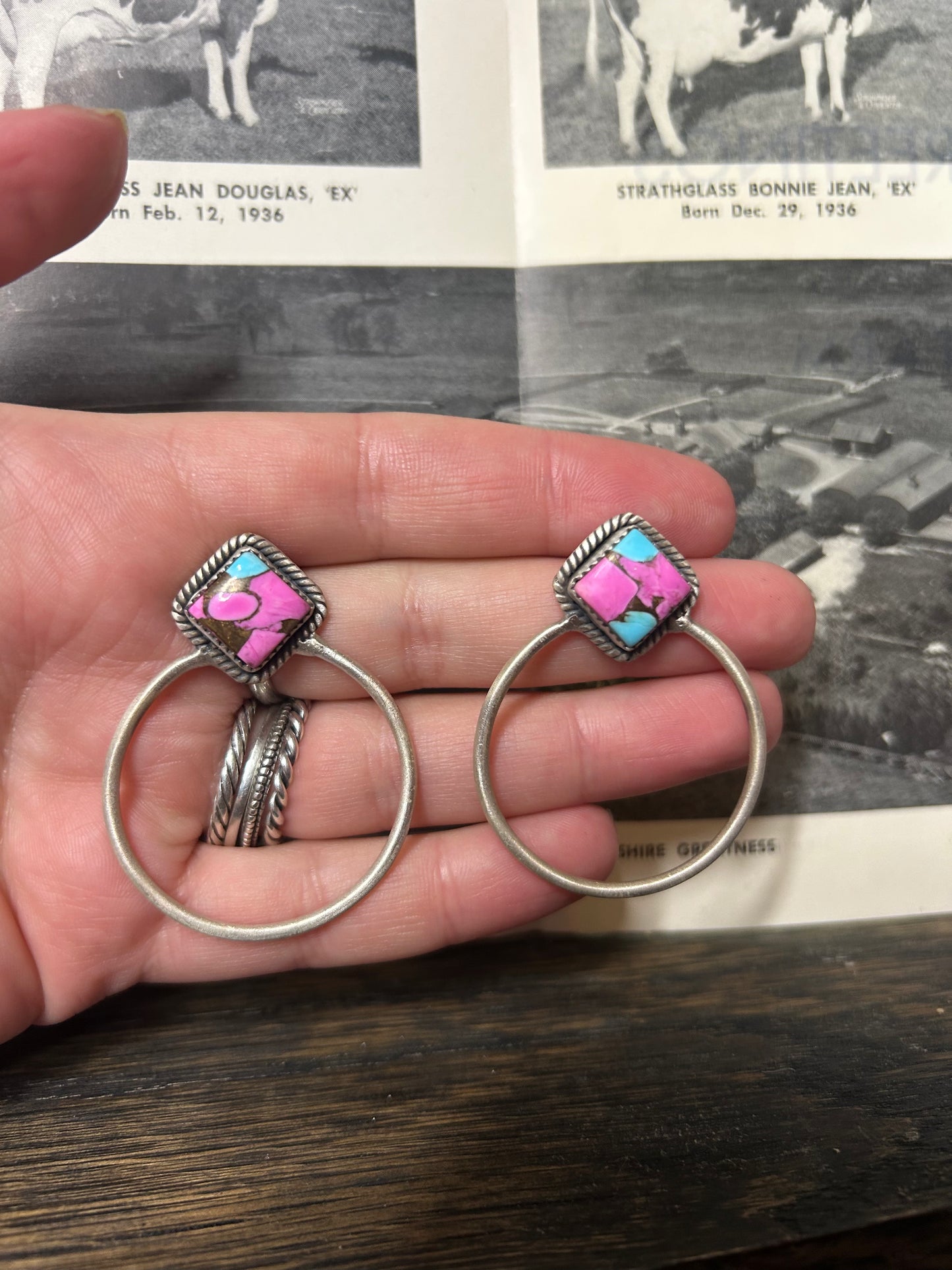 Cotton Candy Stud Hoop Earrings