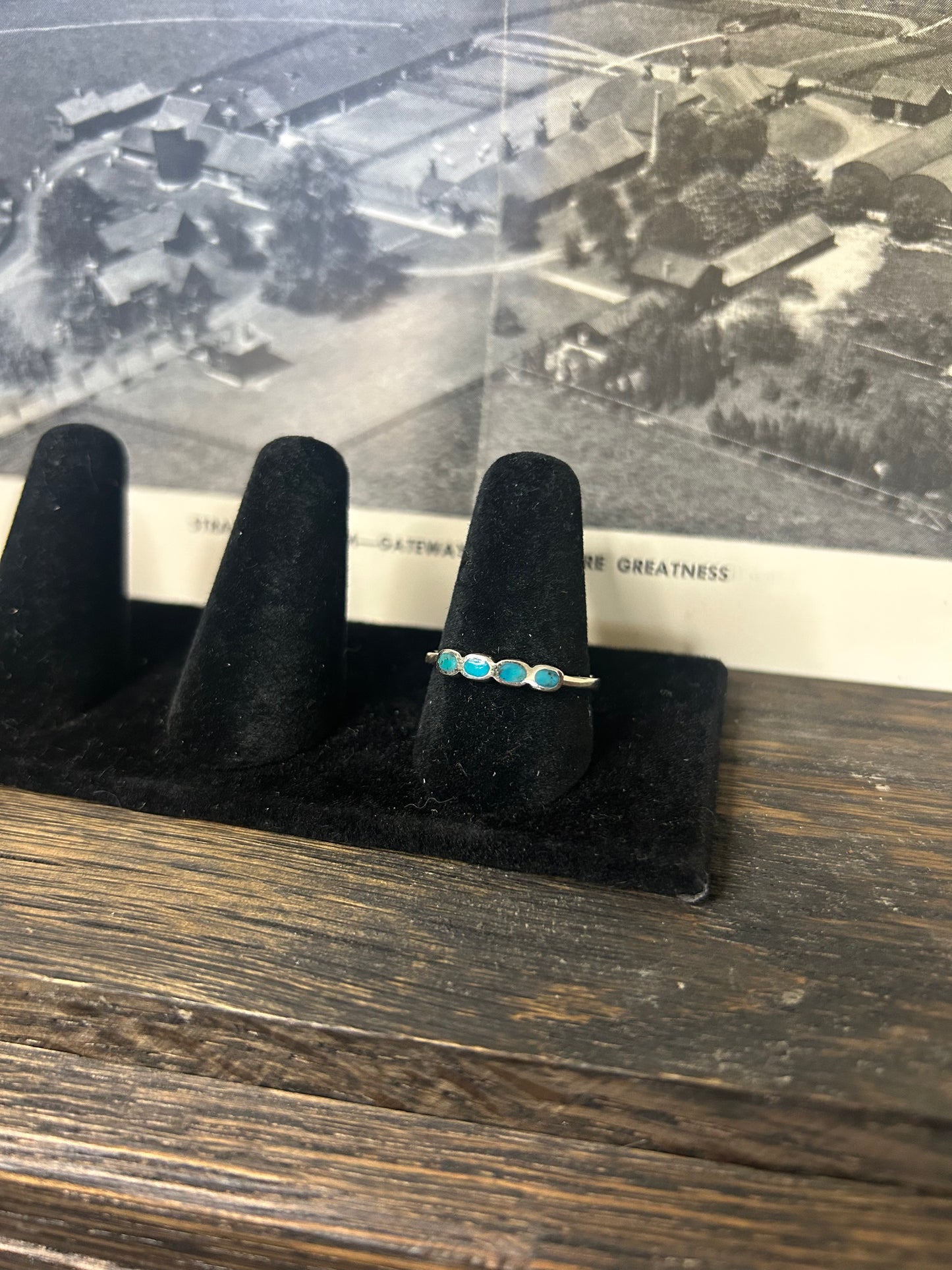 4 Stone Turquoise Dainty Stacker Ring