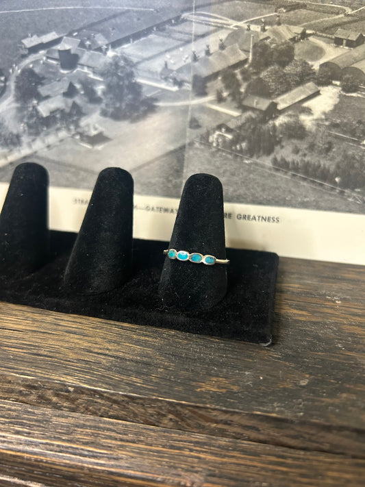 4 Stone Turquoise Dainty Stacker Ring