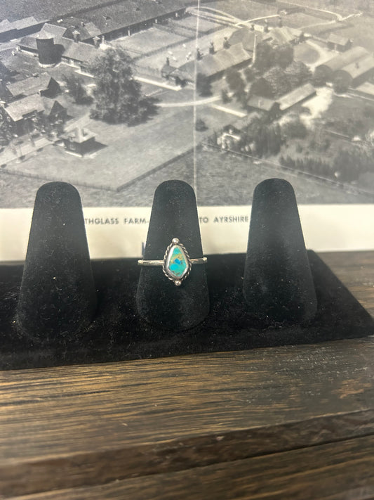 Dainty Pear Turquoise Ring