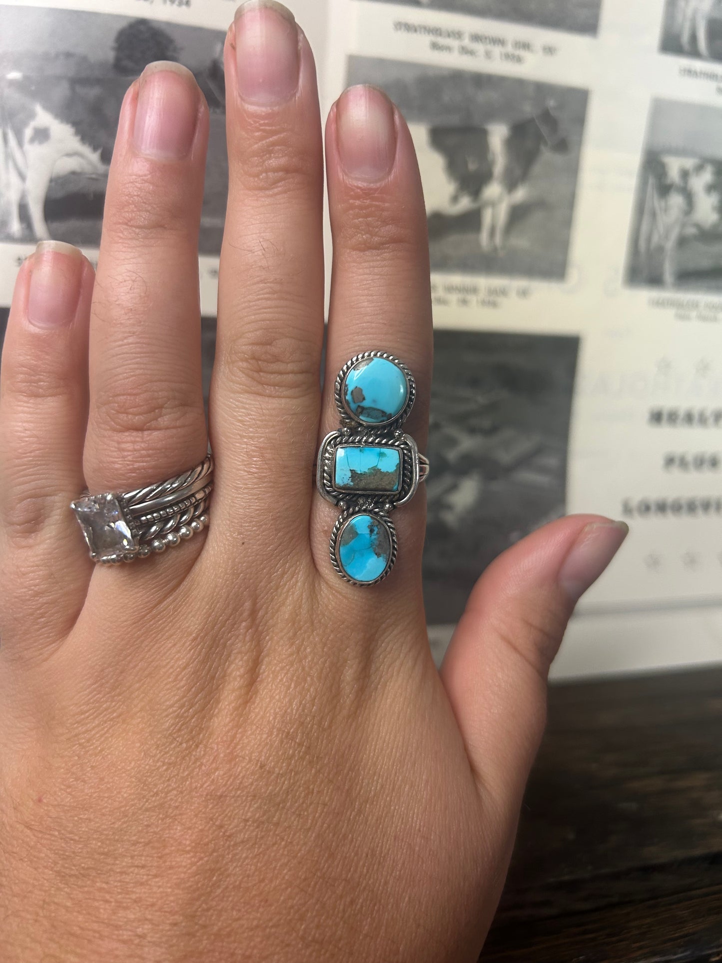 3 Stone Turquoise Size 9.5 Ring