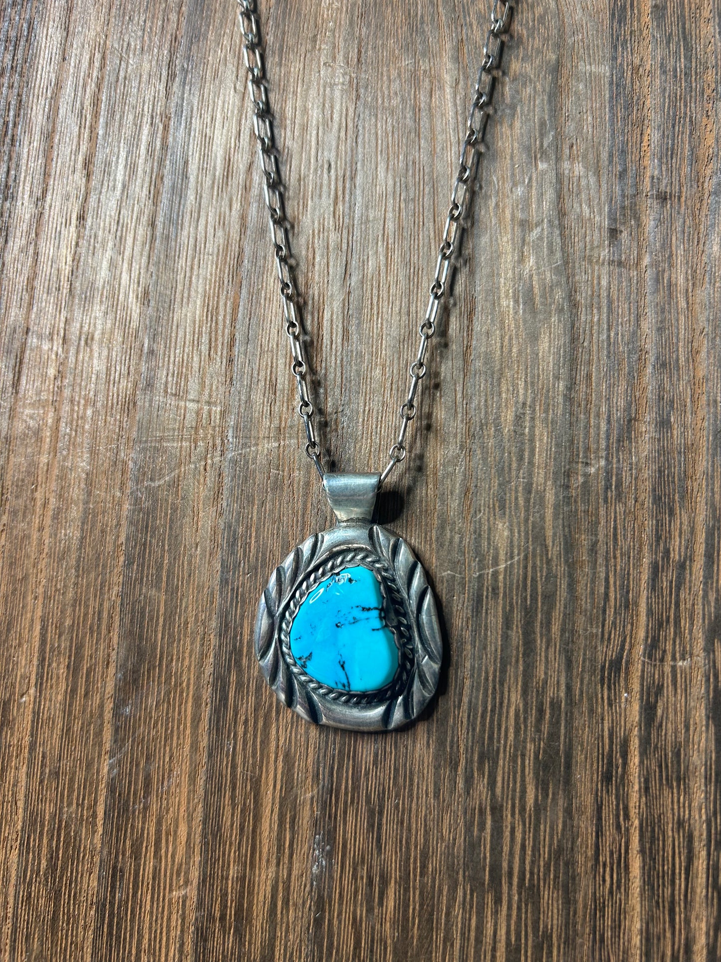 Native Made Turquoise Pendent on Chain Necklace