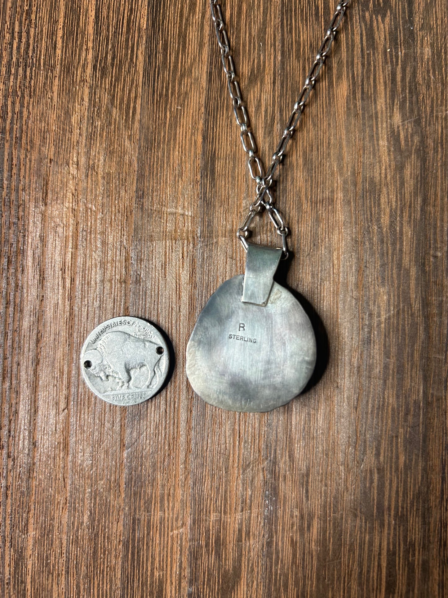 Native Made Turquoise Pendent on Chain Necklace