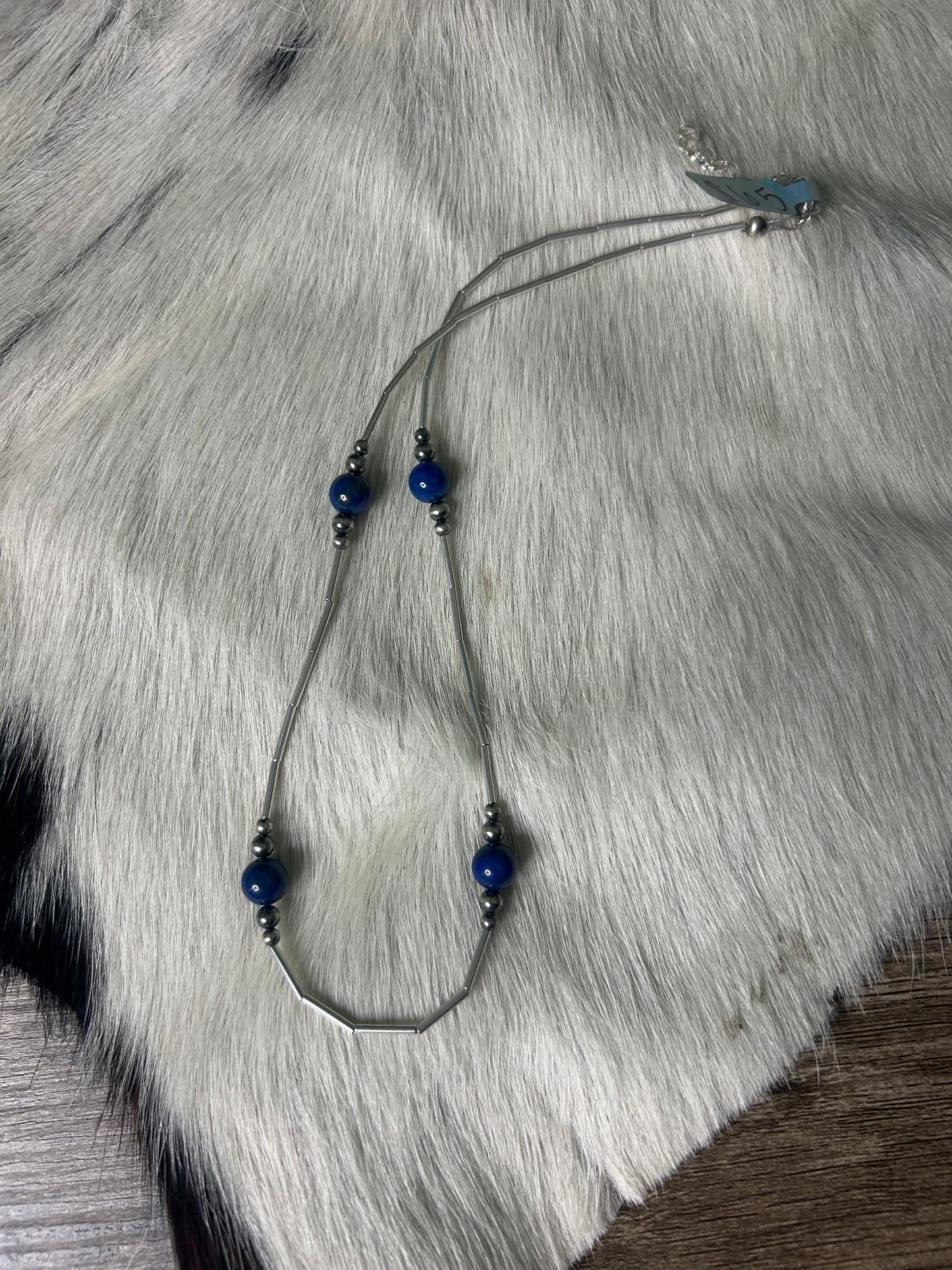 Liquid Silver & Blue Lapis Necklace