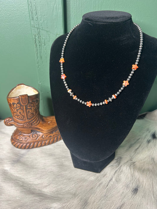 Orange Spiny Star Necklace