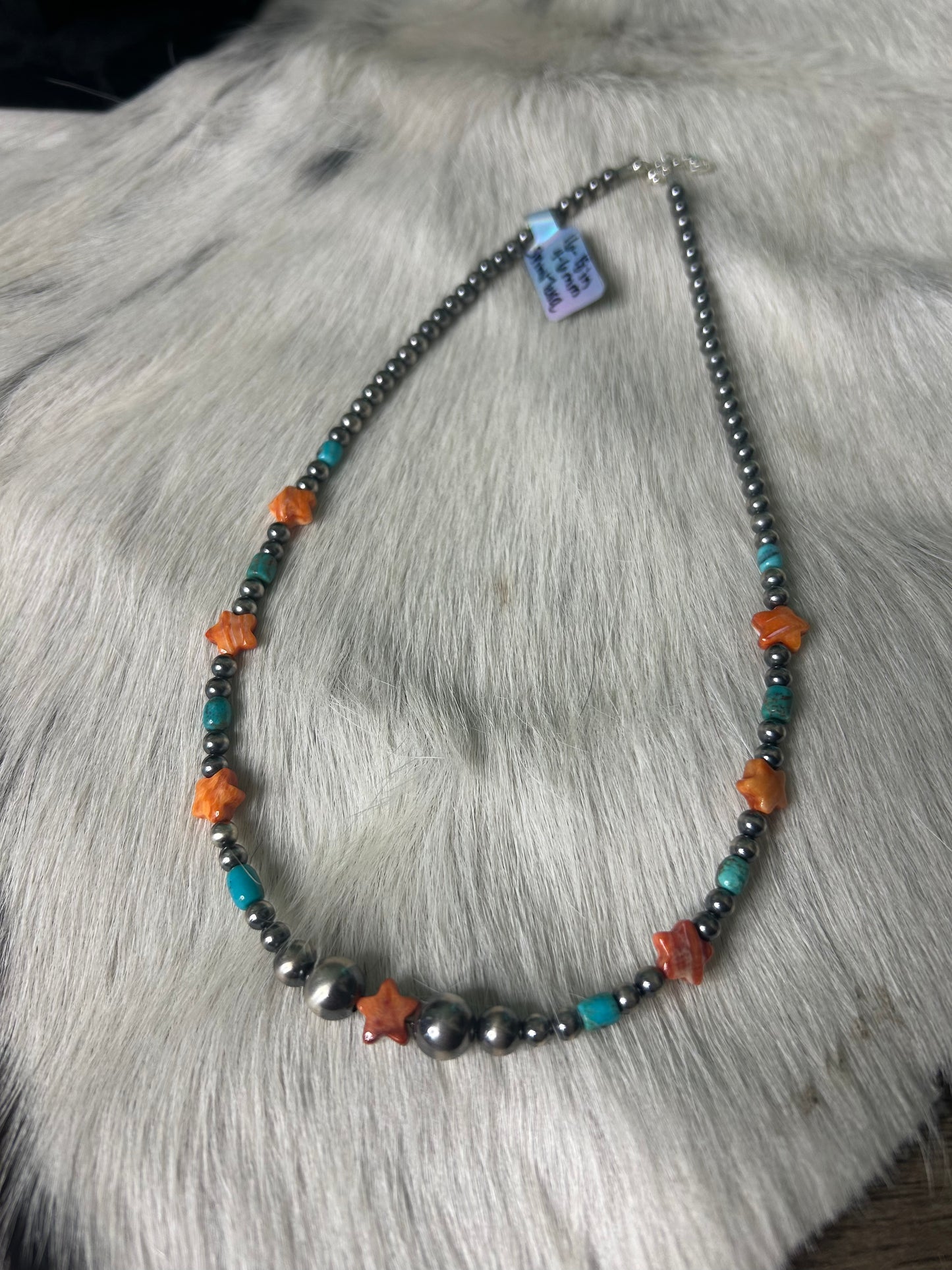 Orange Spiny Star & Turquoise Necklace