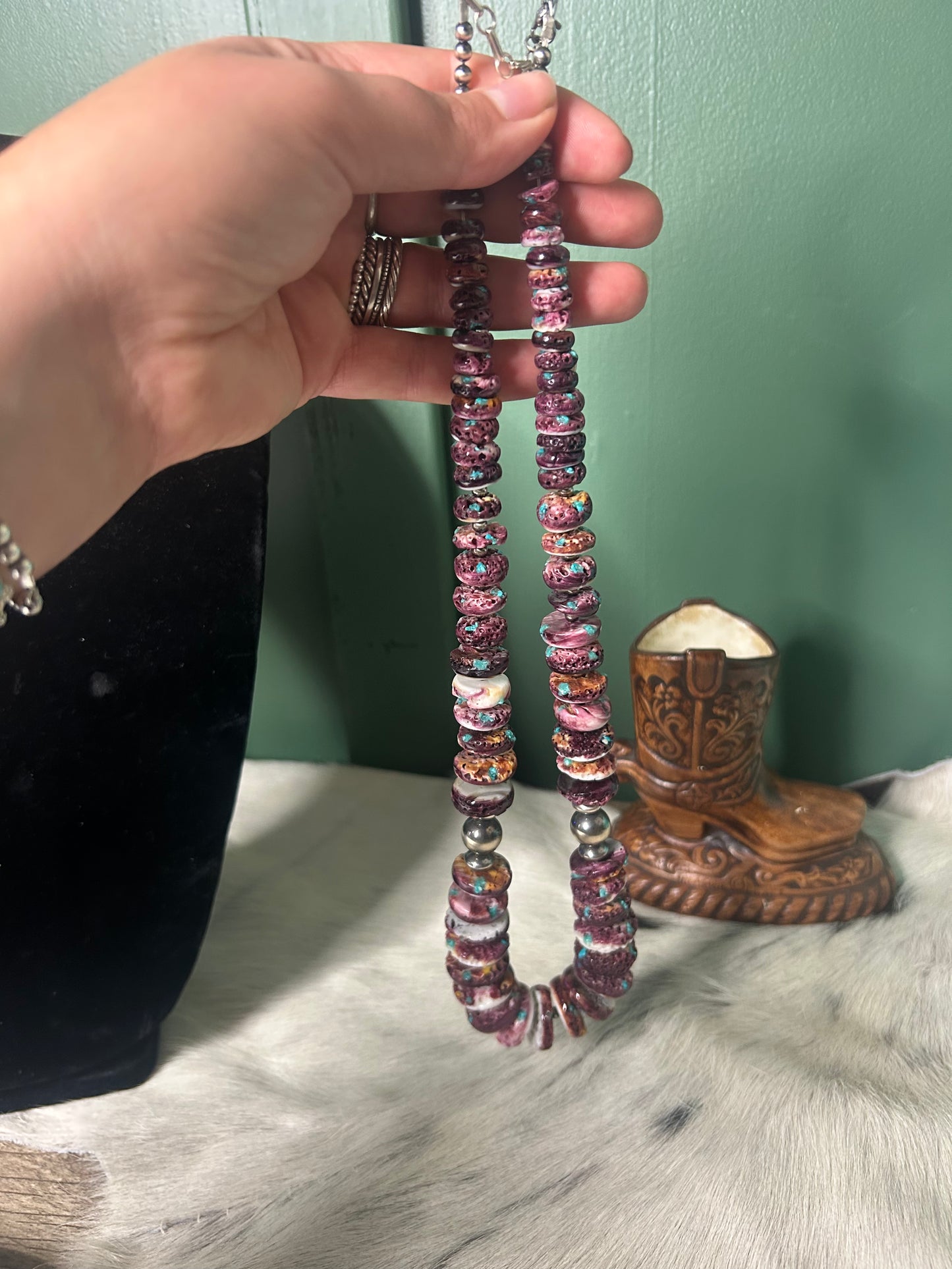 Statement Purple Spiny with Turquoise Necklace