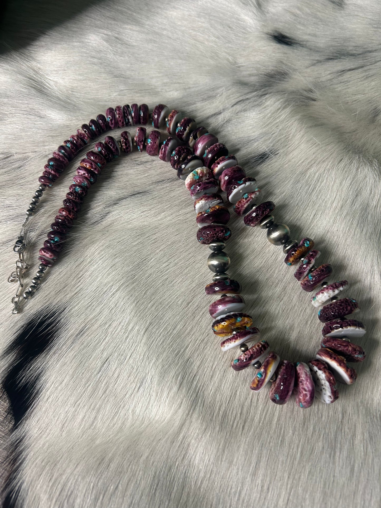 Statement Purple Spiny with Turquoise Necklace