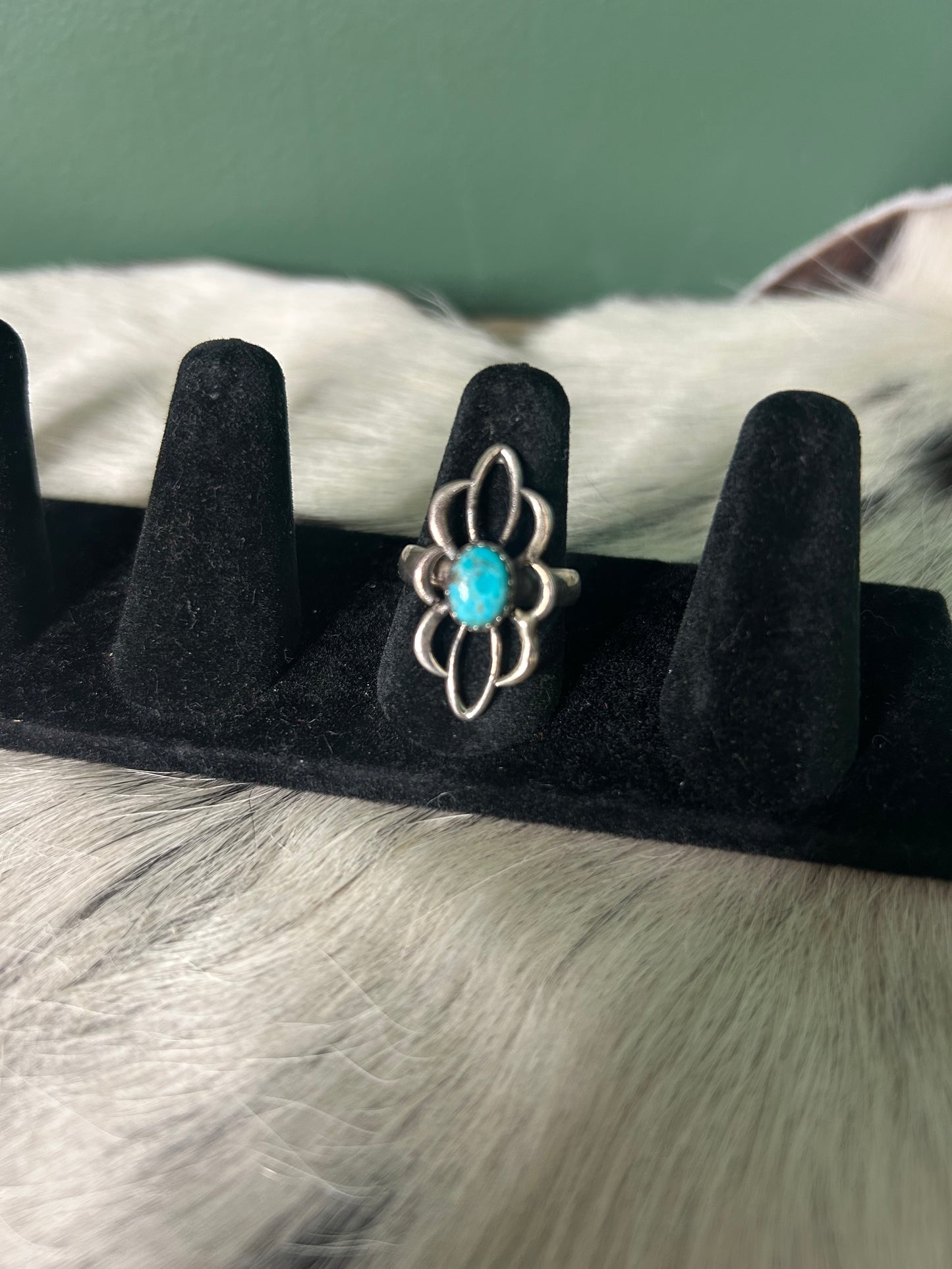 Sand Cast with Turquoise Ring