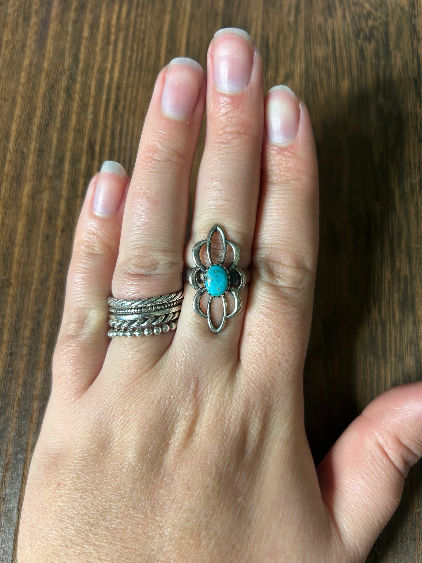 Sand Cast with Turquoise Ring