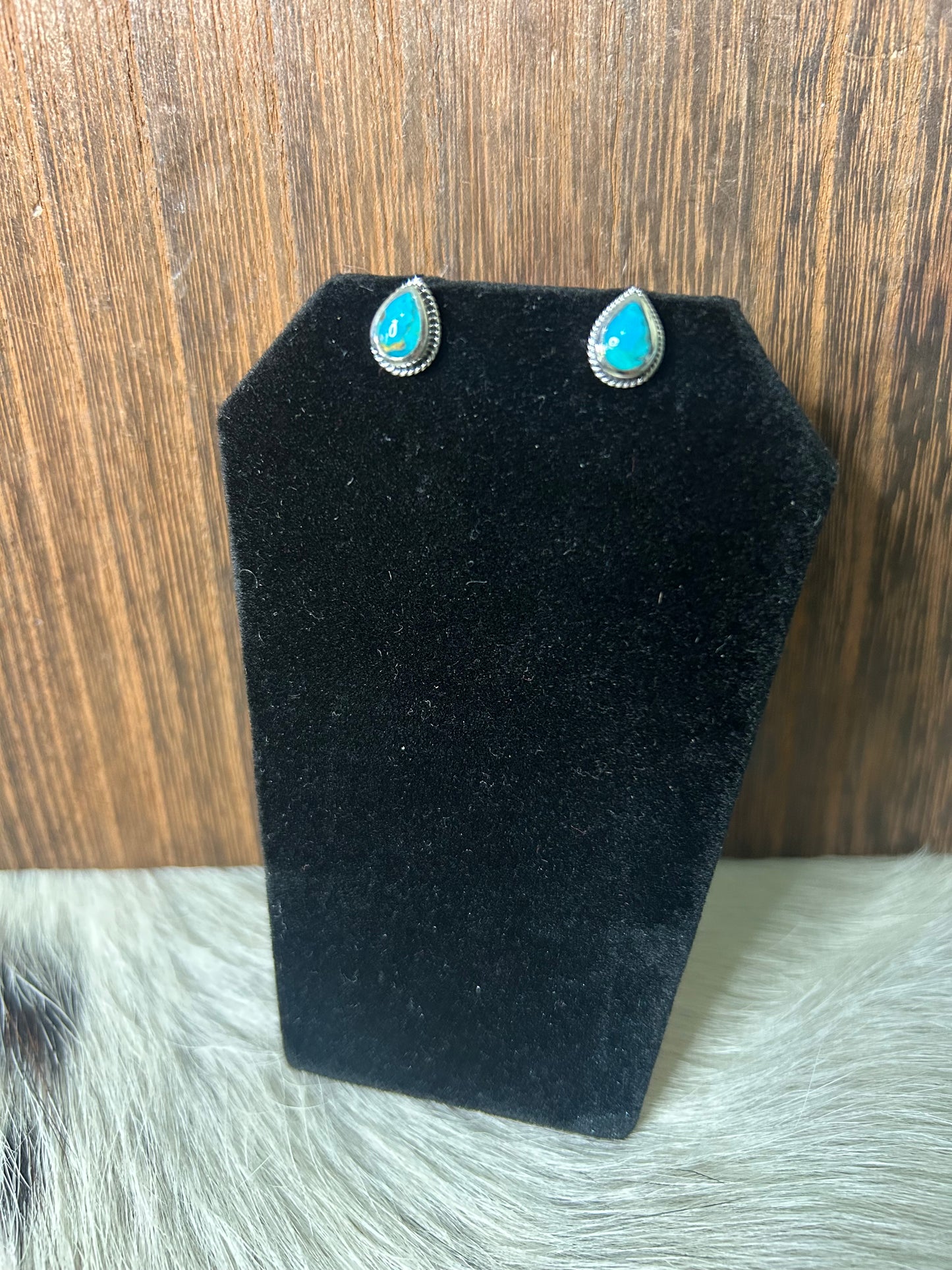 Dainty Pear Stud Turquoise Earring