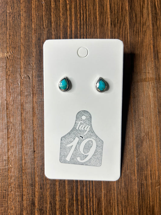 Dainty Pear Stud Turquoise Earring