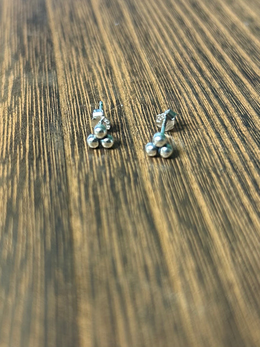 Dainty 3 Ball Sterling Silver Stud Earring