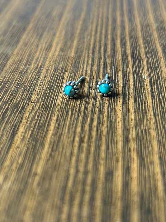 Super Dainty Turquoise or Black Onyx Stud