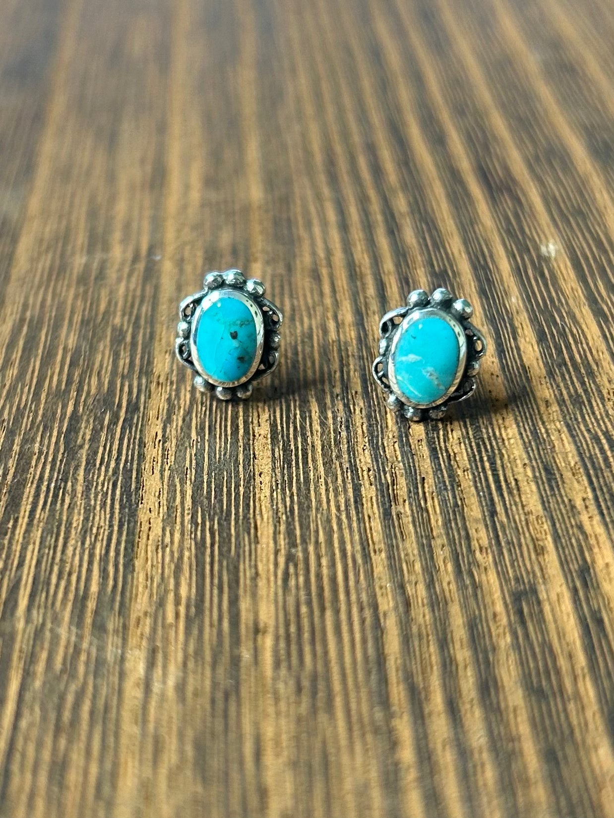 Dainty Oval Turquoise Stud Earring