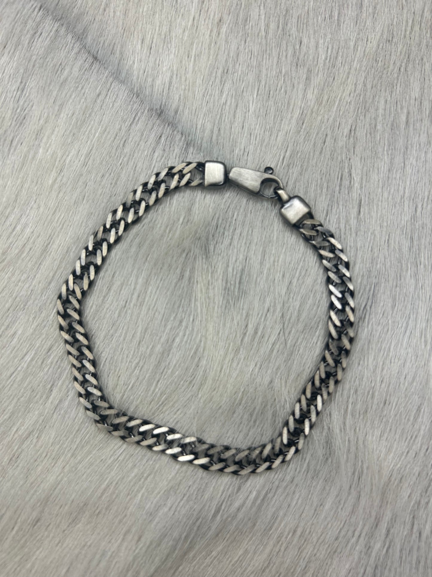 Gunmetal Sterling Silver Mens Bracelet