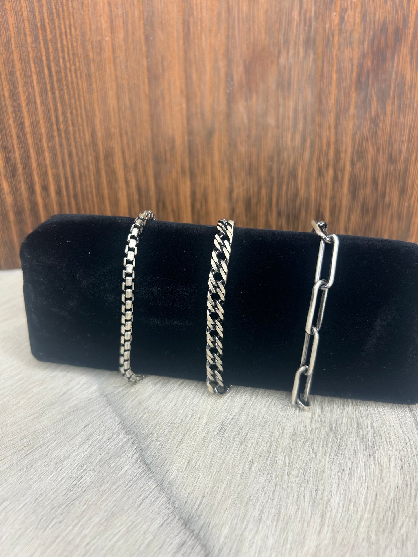 Gunmetal Sterling Silver Mens Bracelet